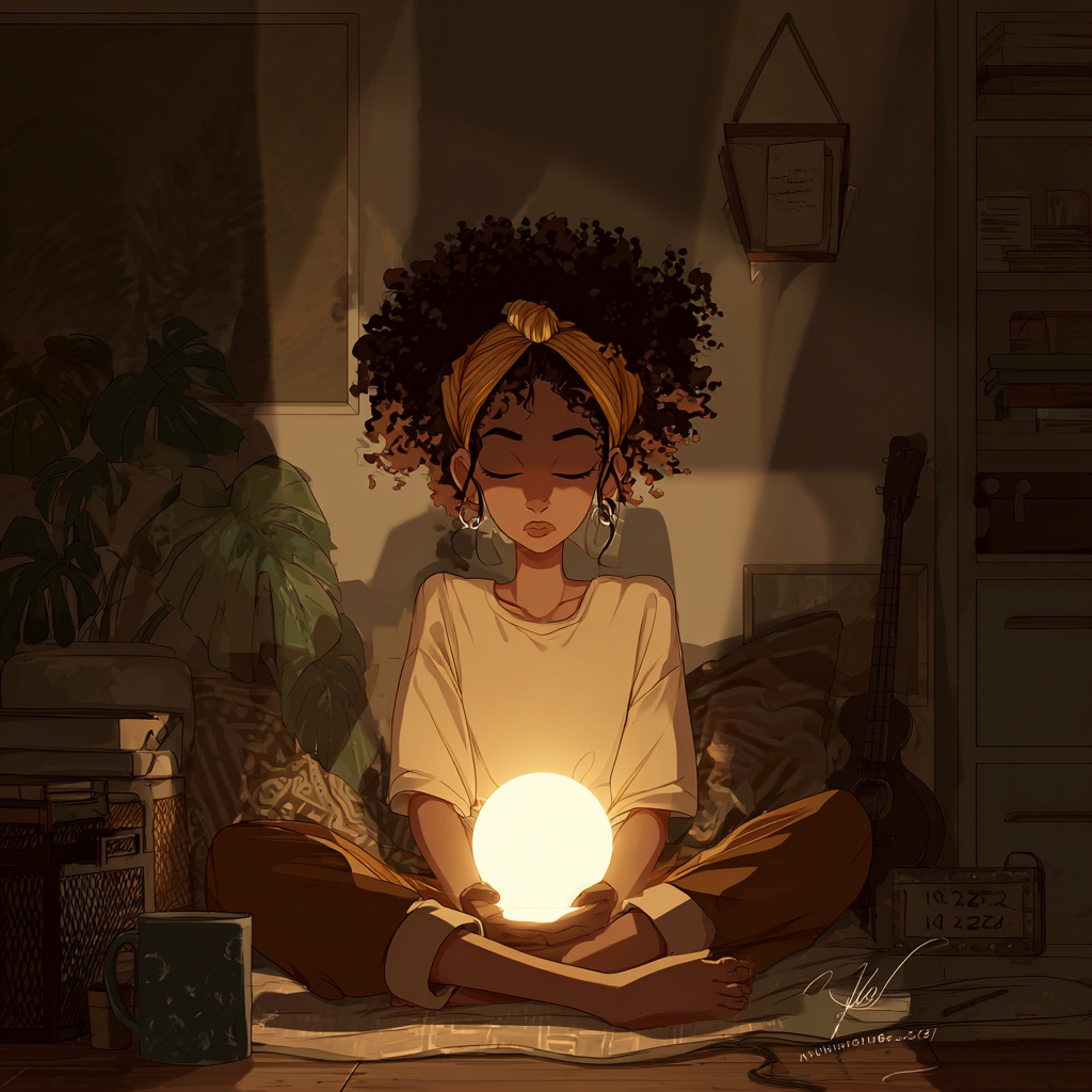 1-Hour Dim Light Recharge Poster for Mindful Pause and Reset