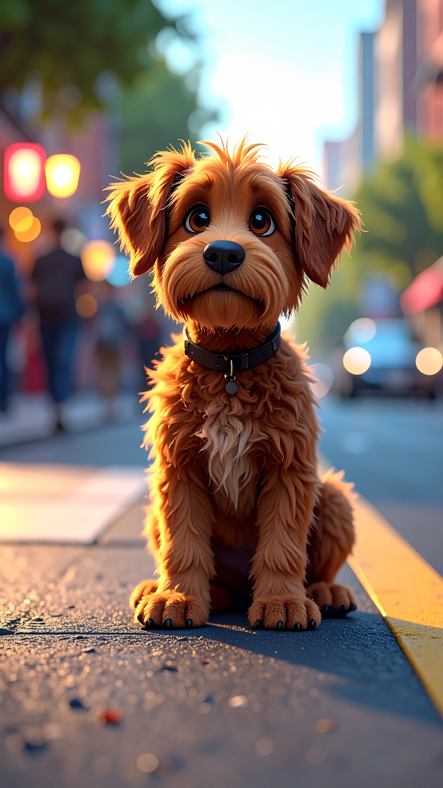 Sad Street Dog in 3D Cartoon Style