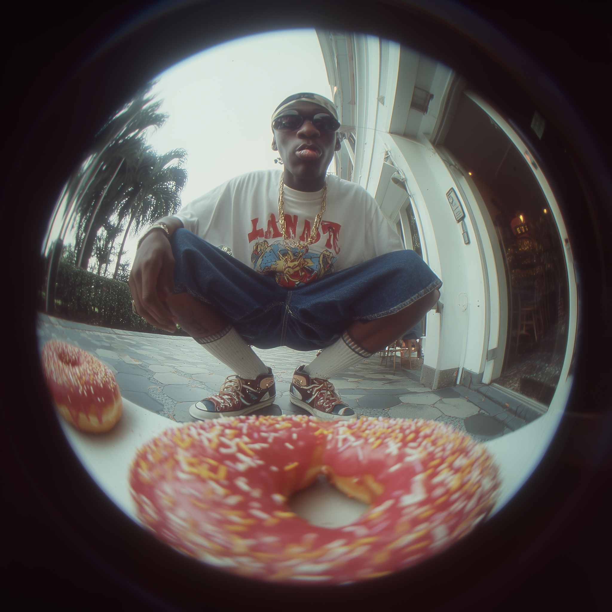 90s Hip Hop Vibe: Rapper Enjoys Donut in 3D