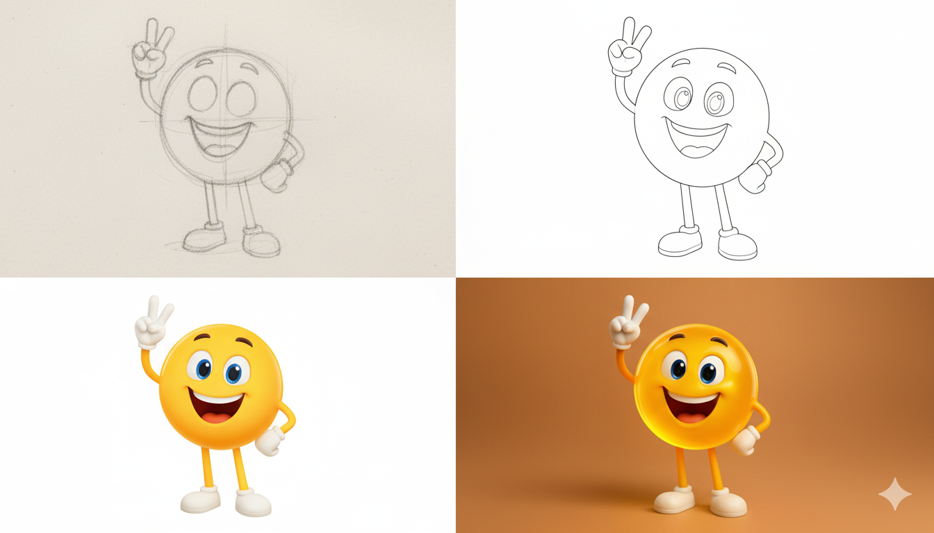 Character Development Process: Sketch to 3D Rendering
