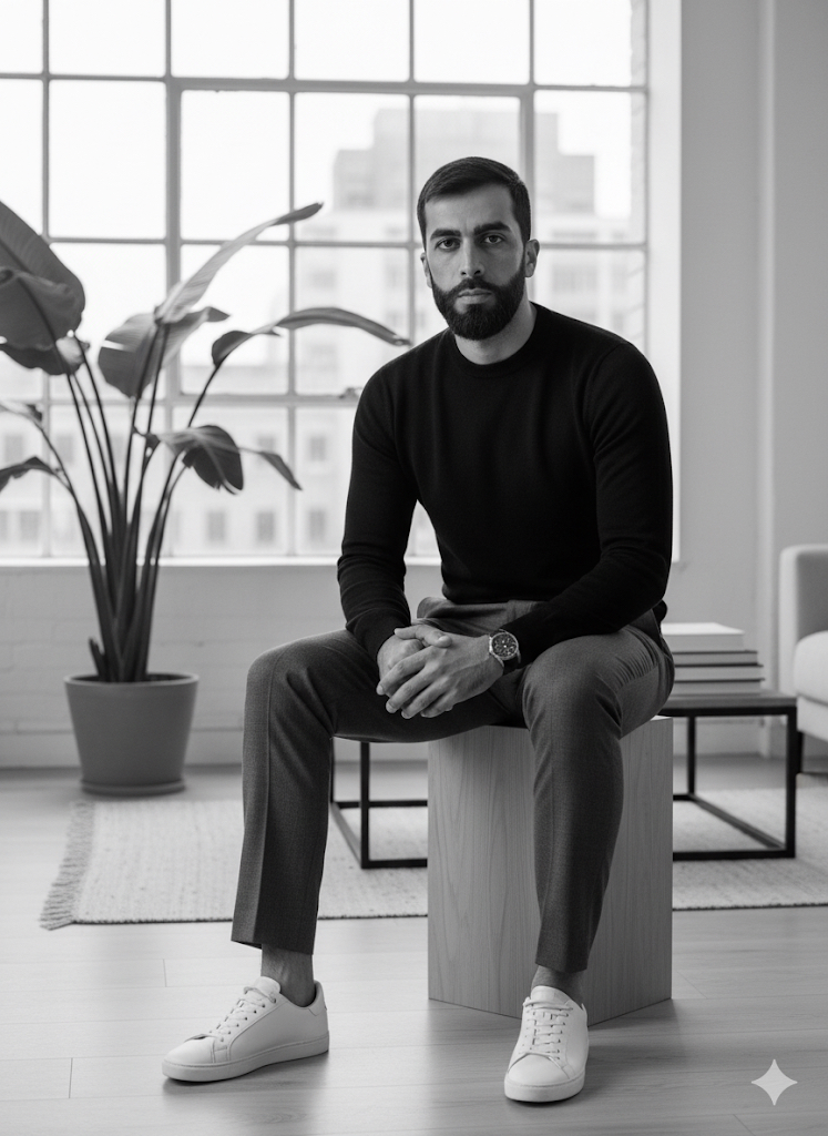 AI Translation: Stylish Man in Modern Loft Portrait