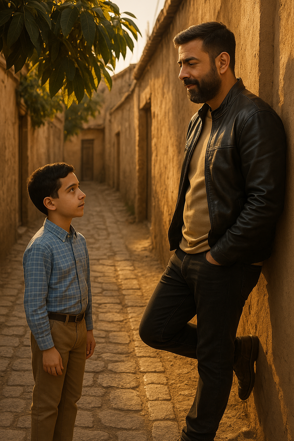 Emotional Encounter: Adult Meets Younger Self in Alley