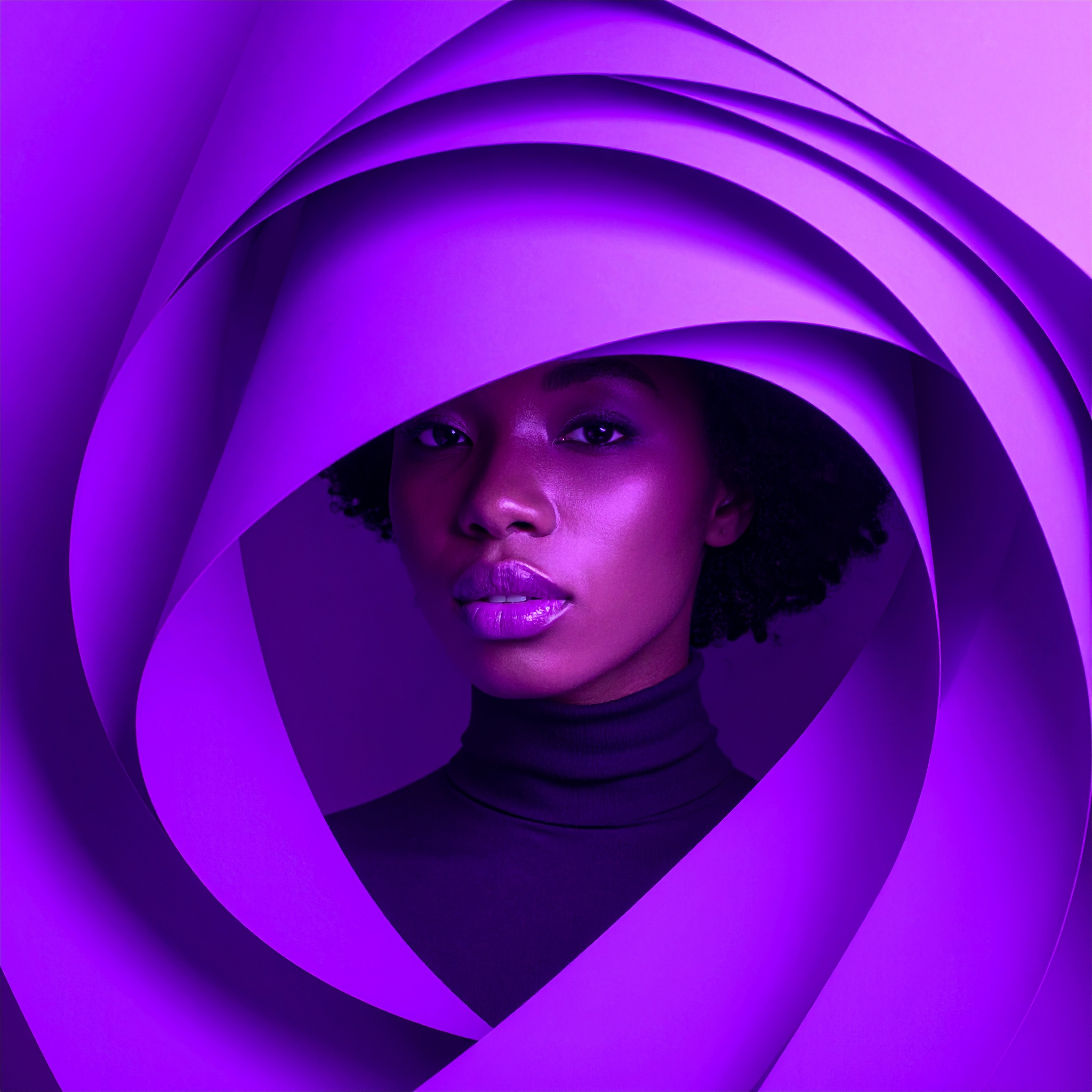 Minimalist Purple Portrait of Woman