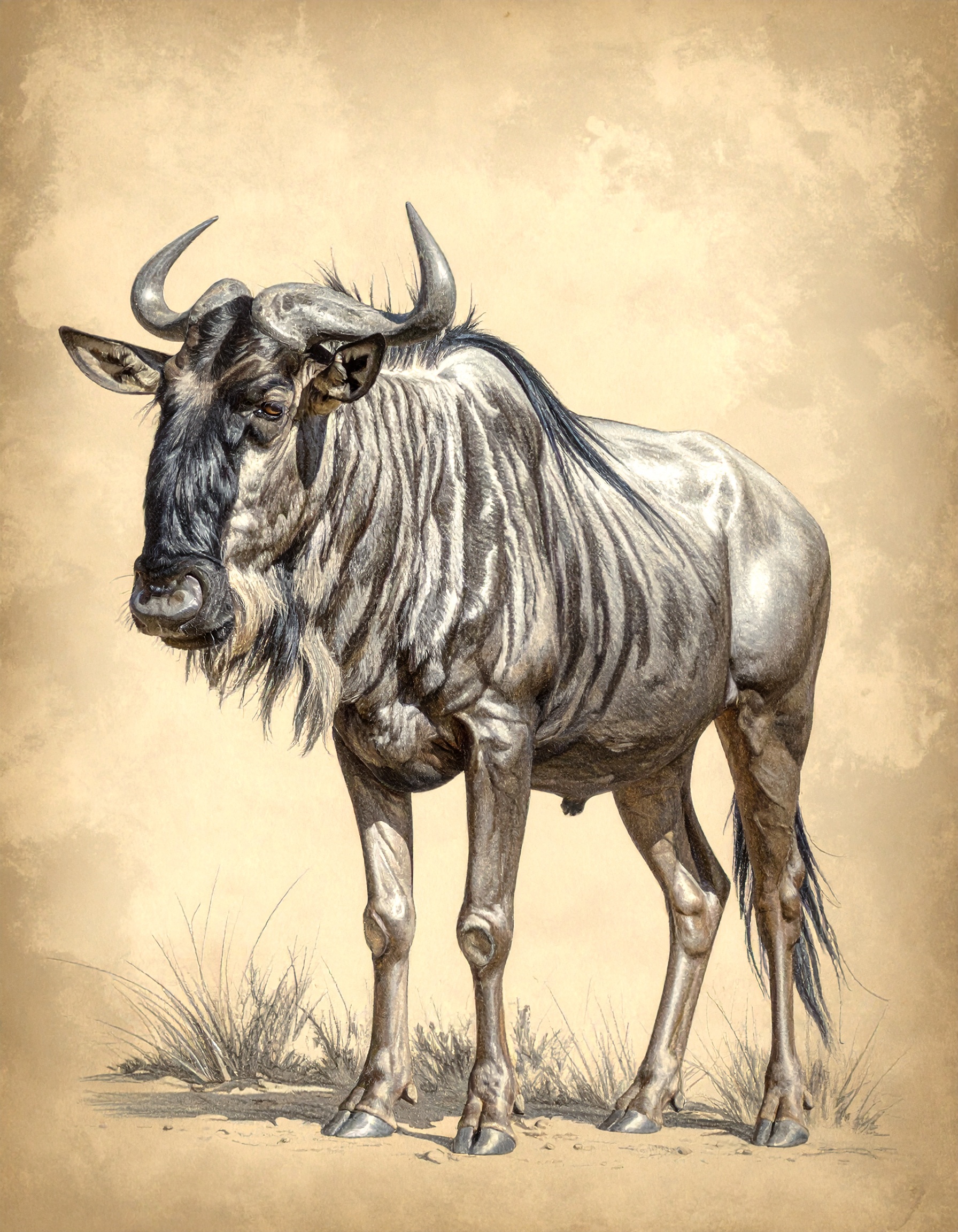 Silverpoint Wildebeest Artwork