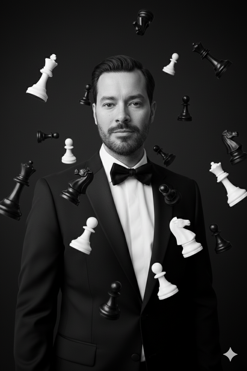 High-fashion Black and White Portrait: Confident Man