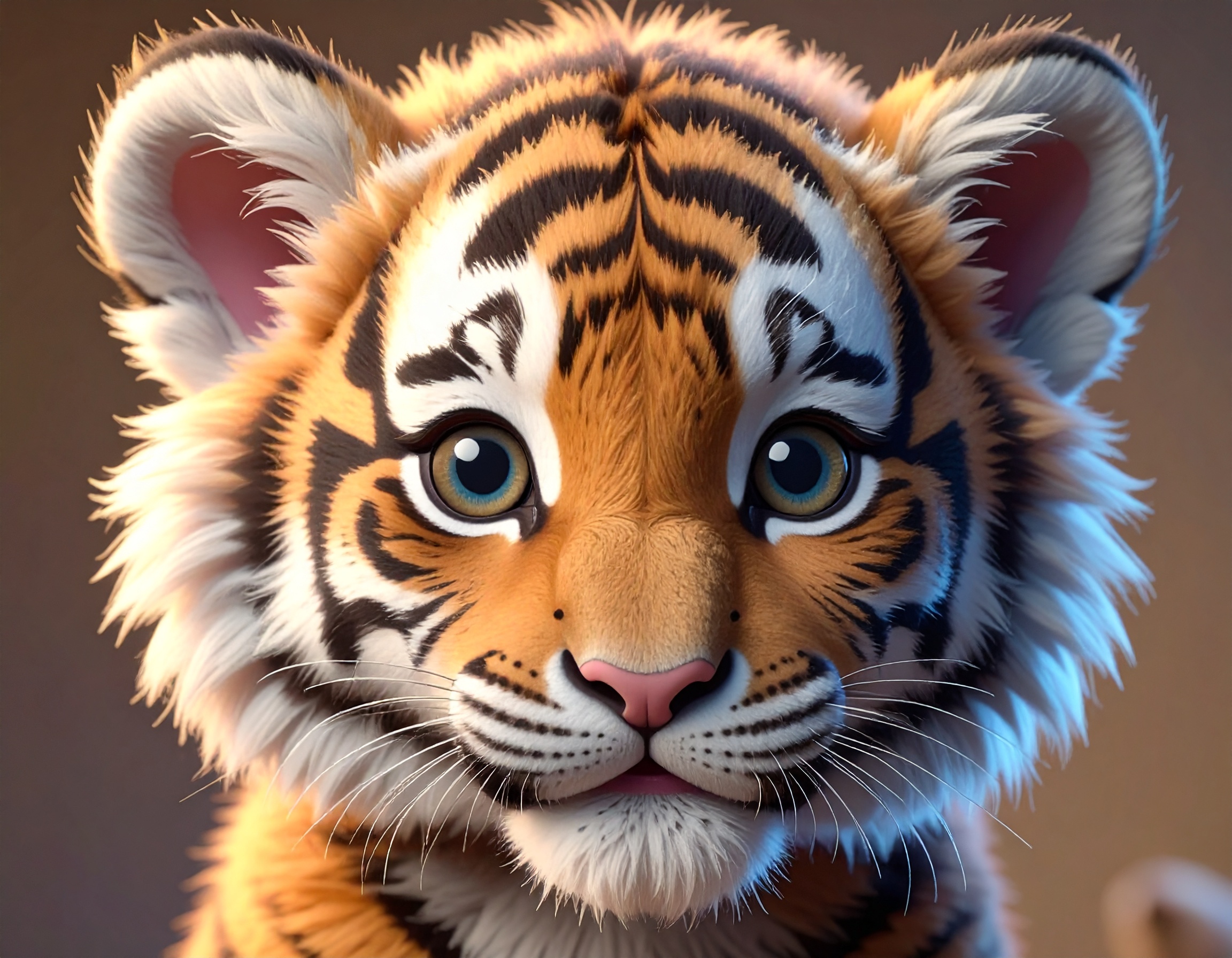 3D Fluffy Tiger Cub Head