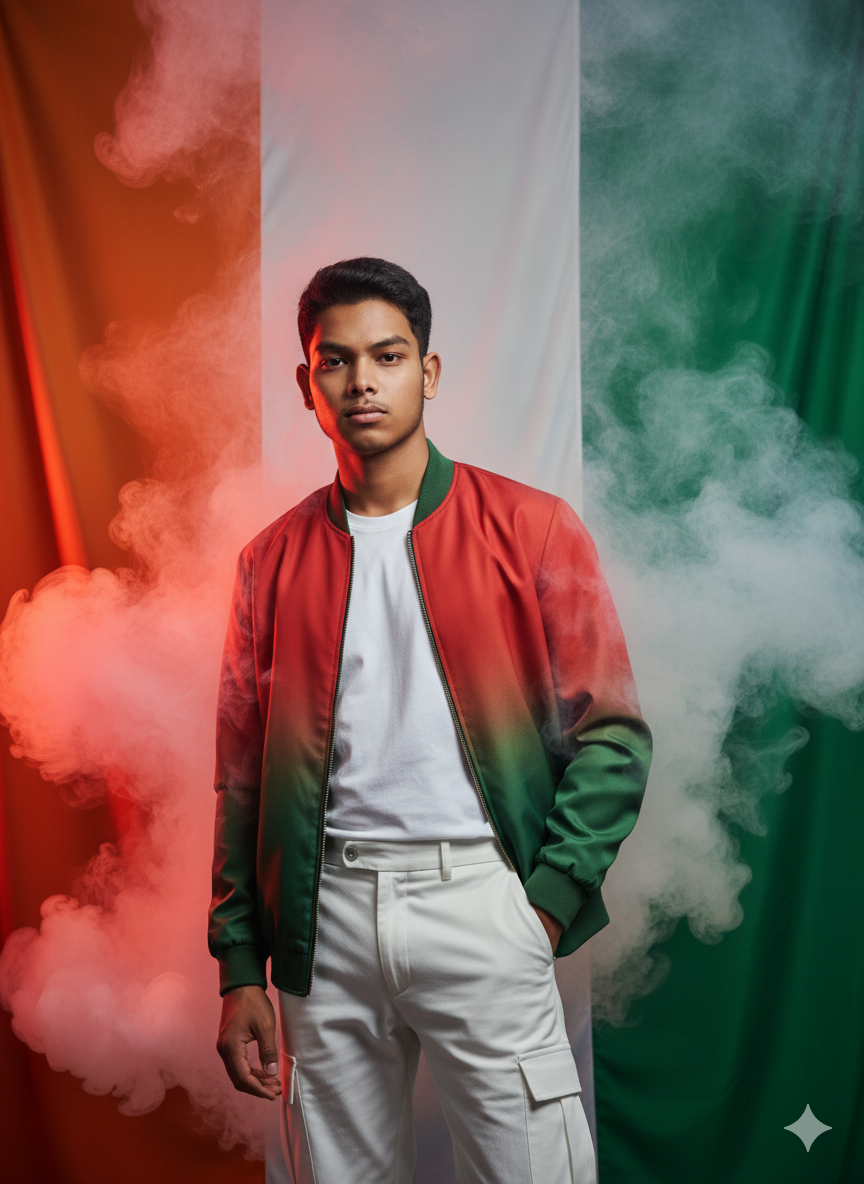 High-Fashion Editorial: East Asian Man in Ombre Jacket