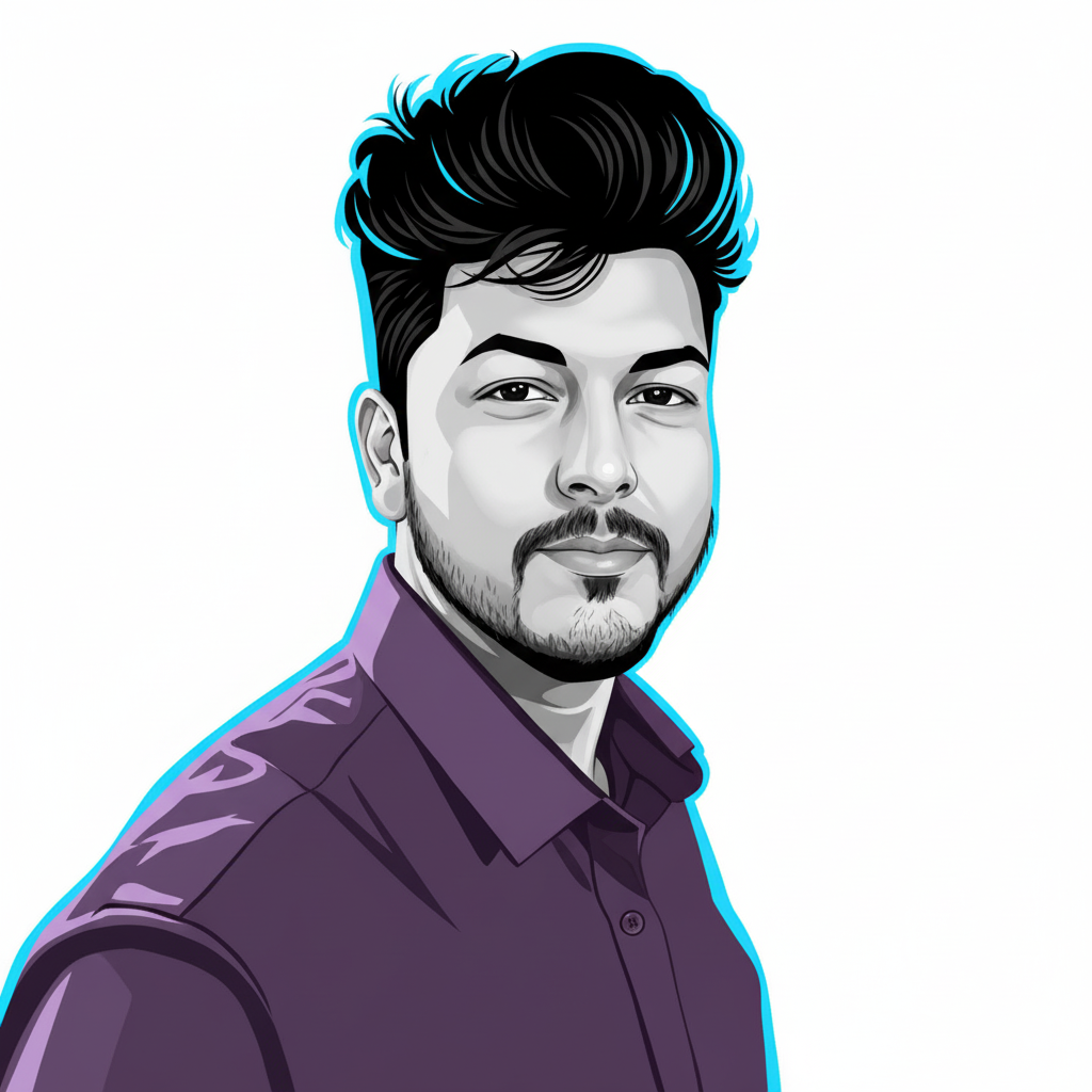 Contemporary Vector Portrait with Neon Accents