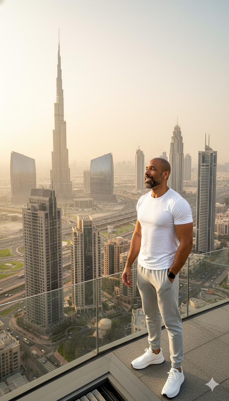 Iconic Dubai: A 45-Year-Old Man in Golden Light