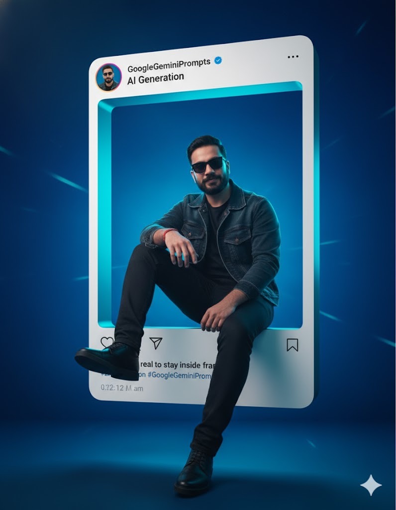 Hyper-Realistic Young Man in Instagram Frame