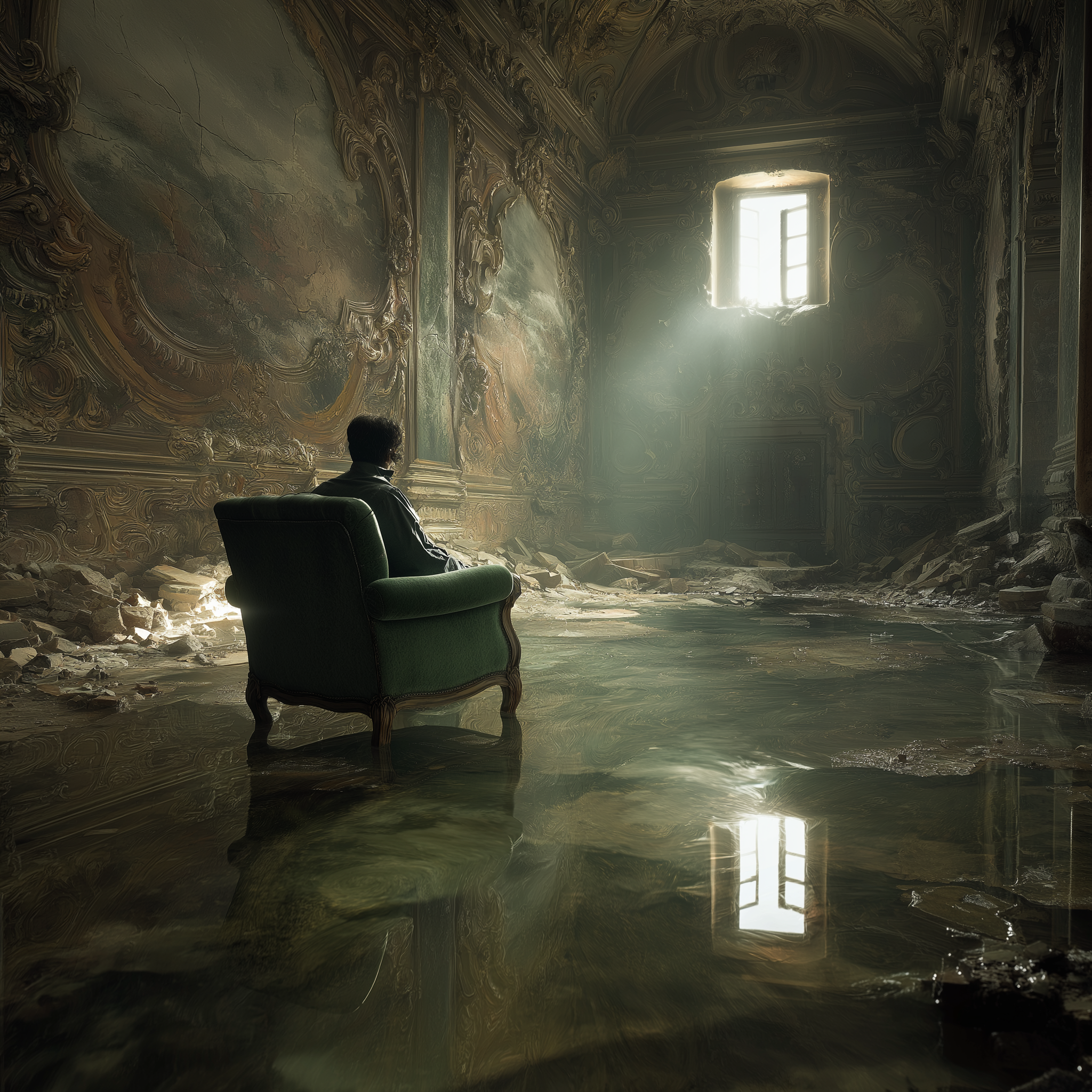 A Melancholic Photograph of a Ruined Baroque Room