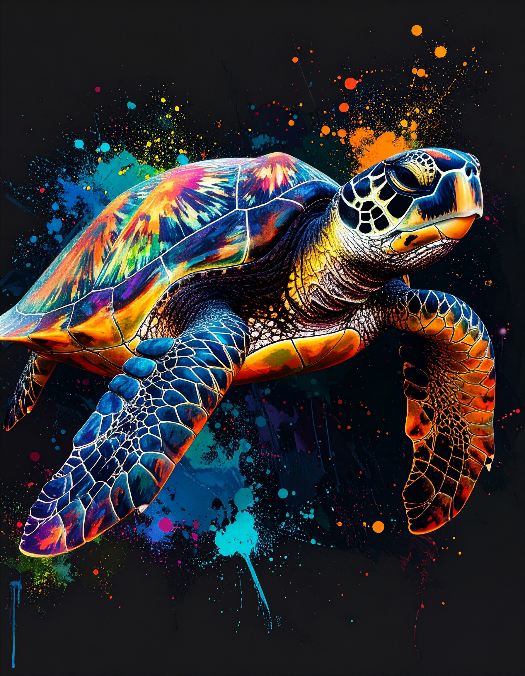 Sea Turtle Mixed Media Artwork