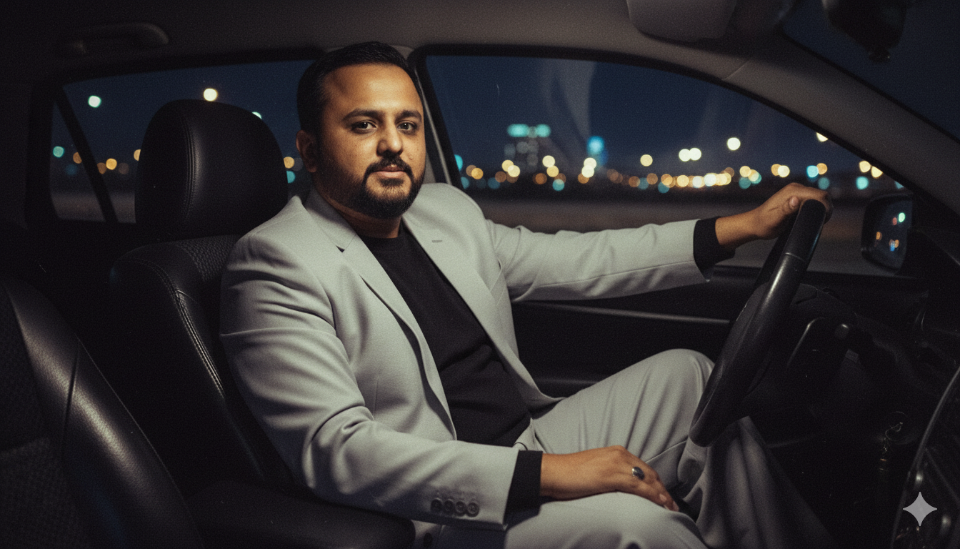 City Lights: Moody Portrait of Confidence and Reflection