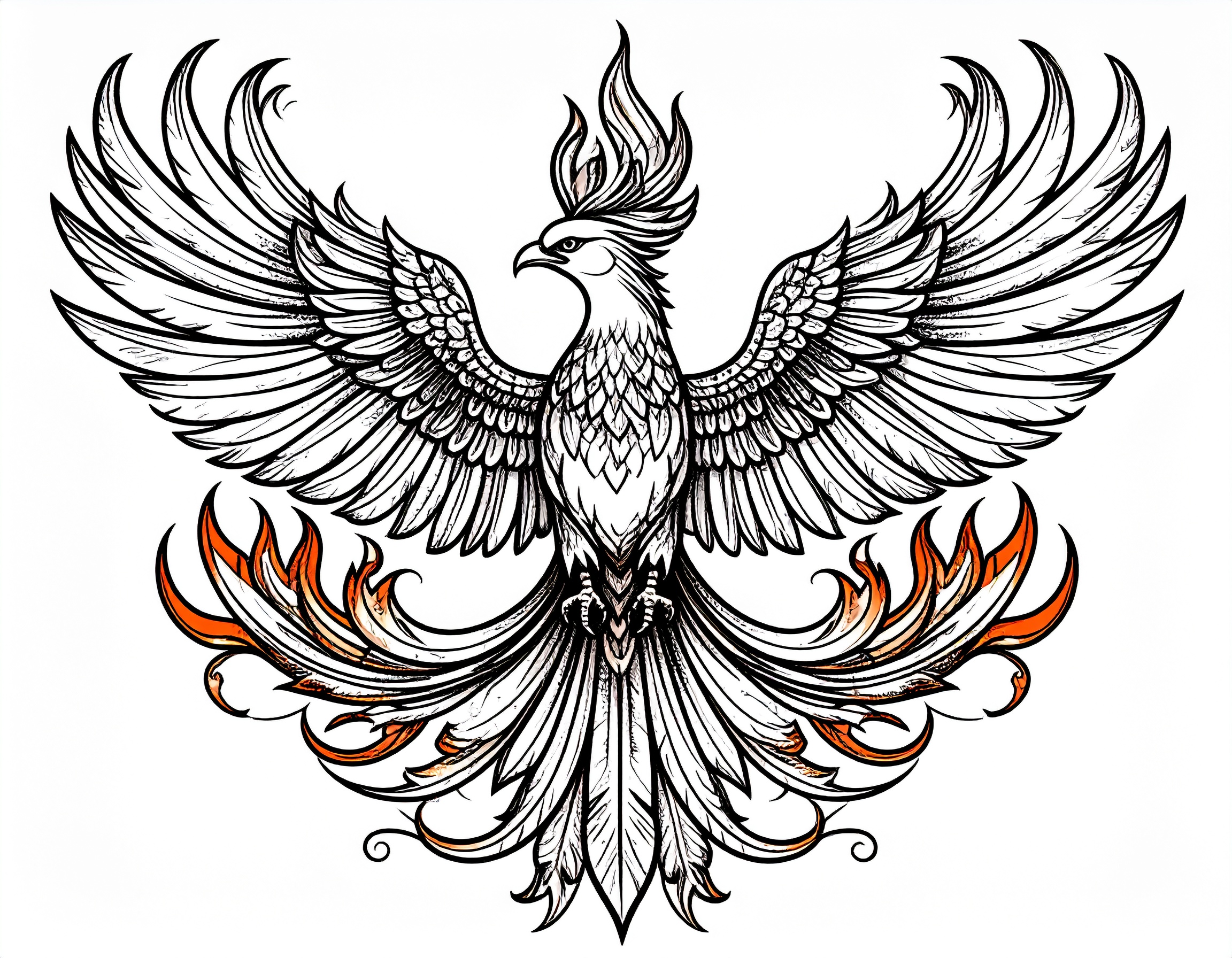 Art Nouveau Phoenix Tattoo Design