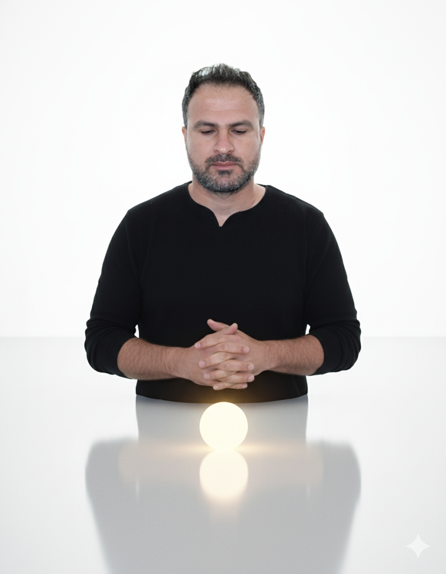 Contemplative Encounter: Person and Glowing Orb