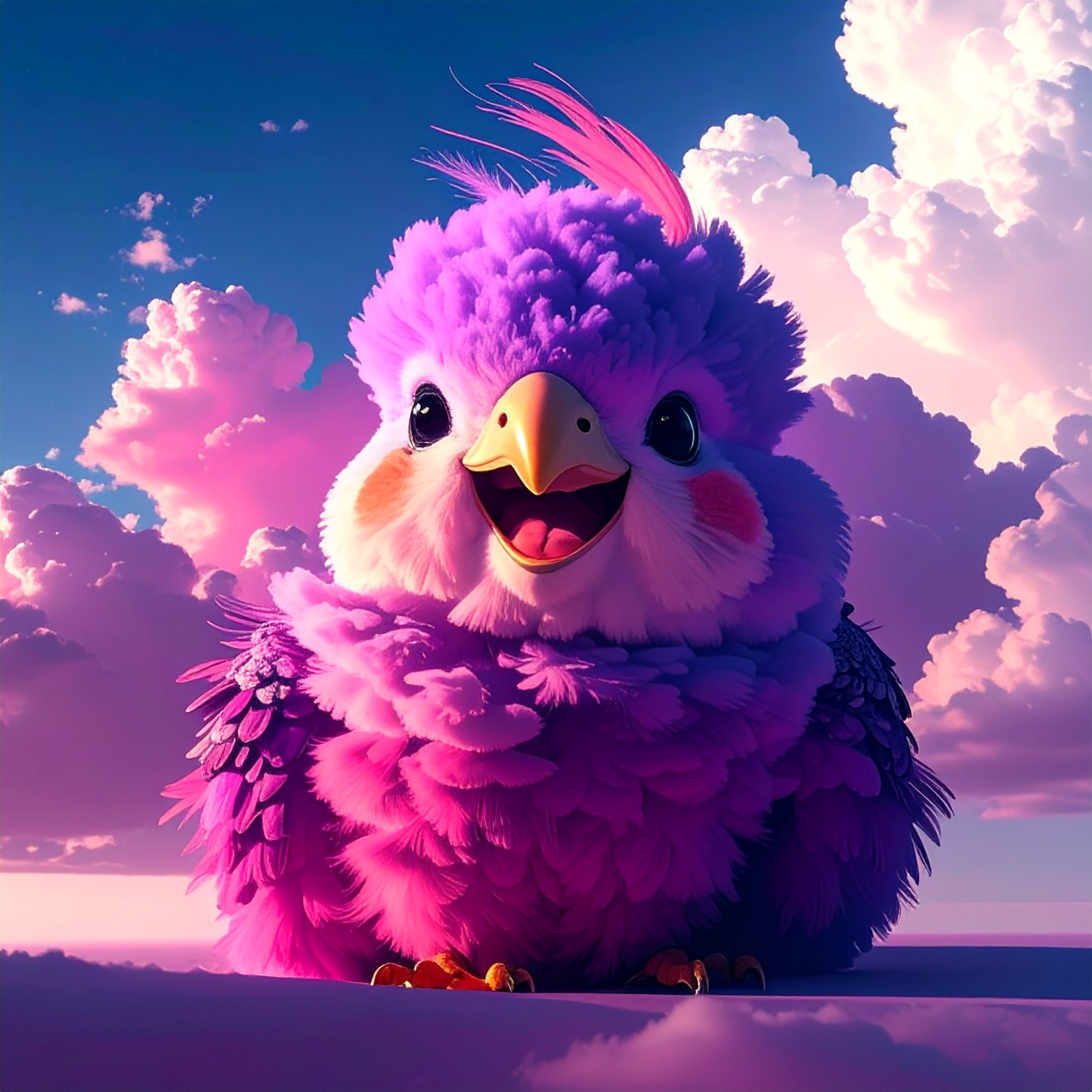Fluffy Colorful Cockatiel Illustration