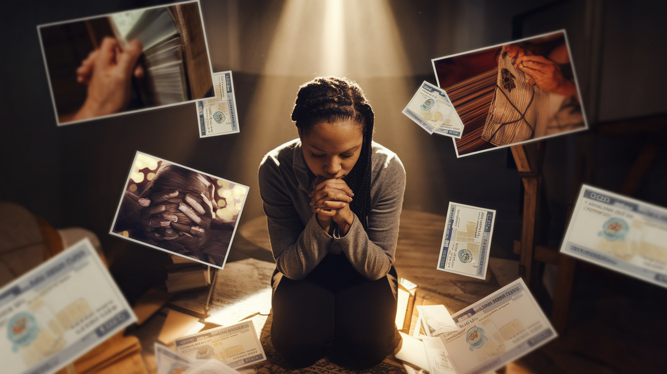 A Woman in Prayer Amidst Life's Burdens