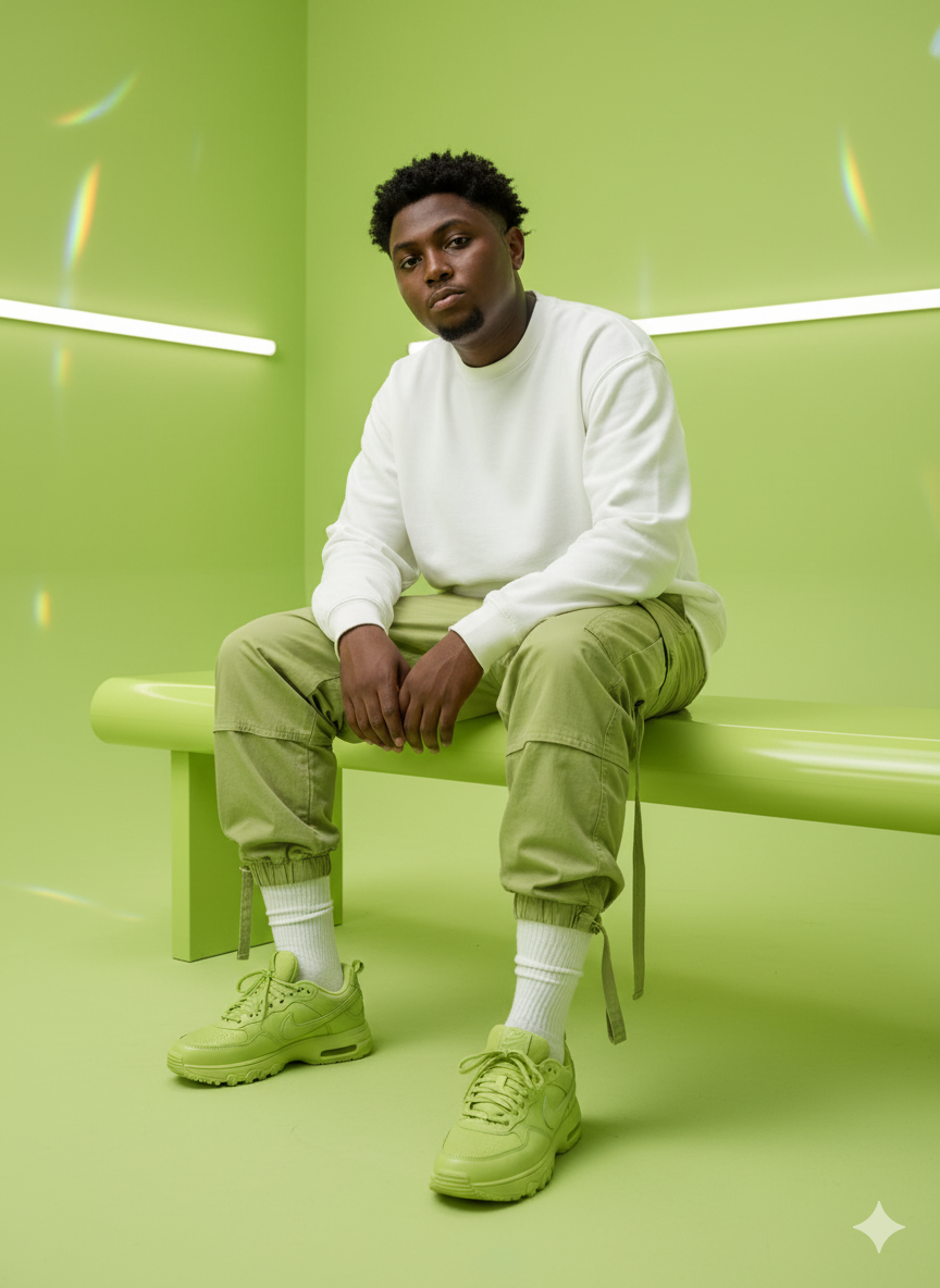 Futuristic Fashion Editorial: Lemon Green Studio Portrait