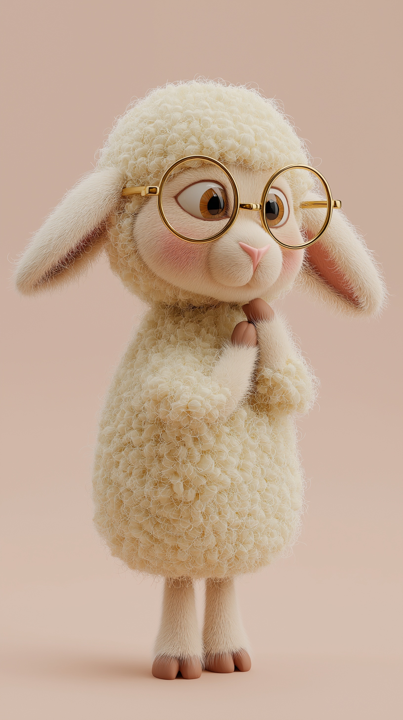 Charming Sheep Character in Glasses