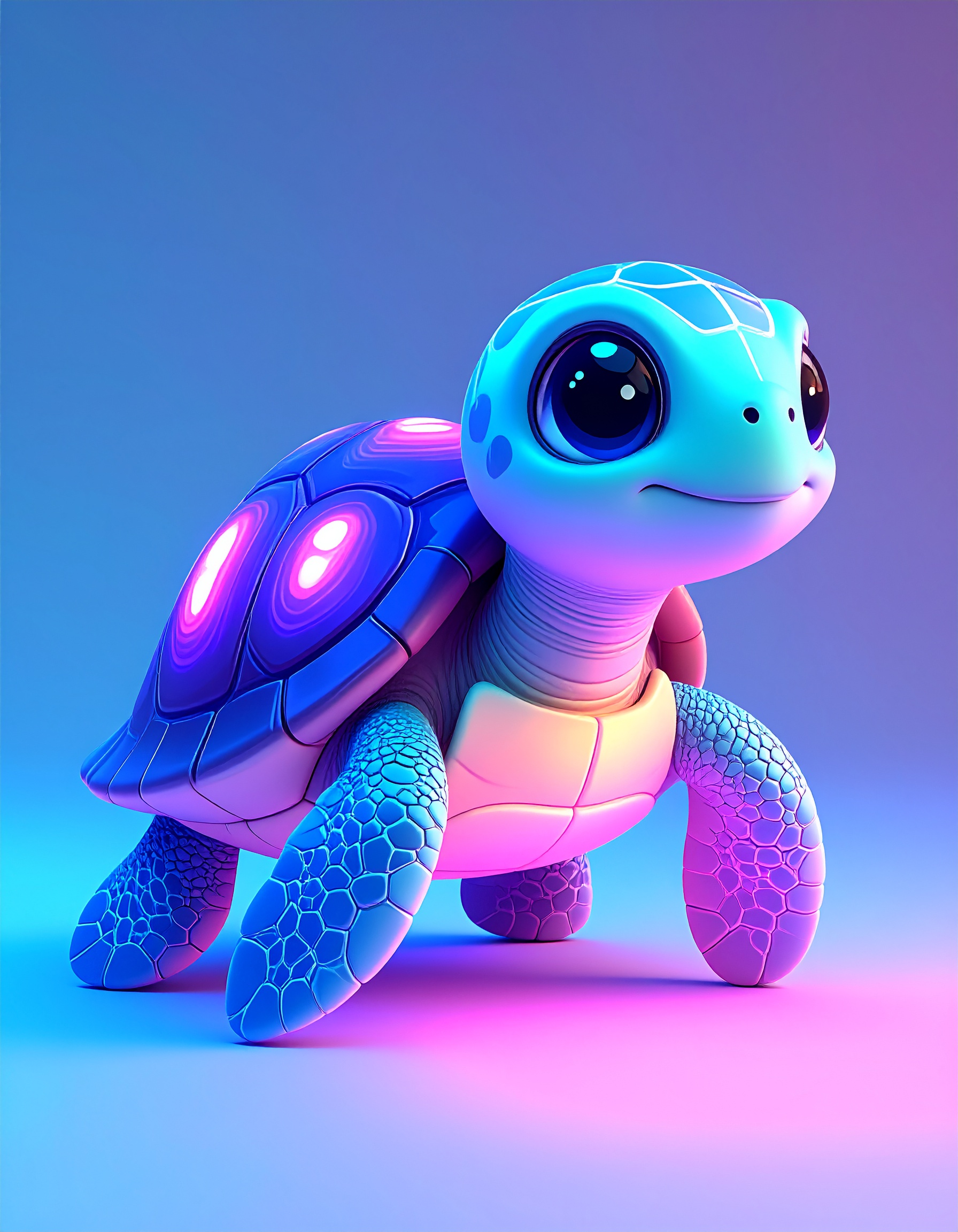 Chibi Glowing Sea Turtle Illustration