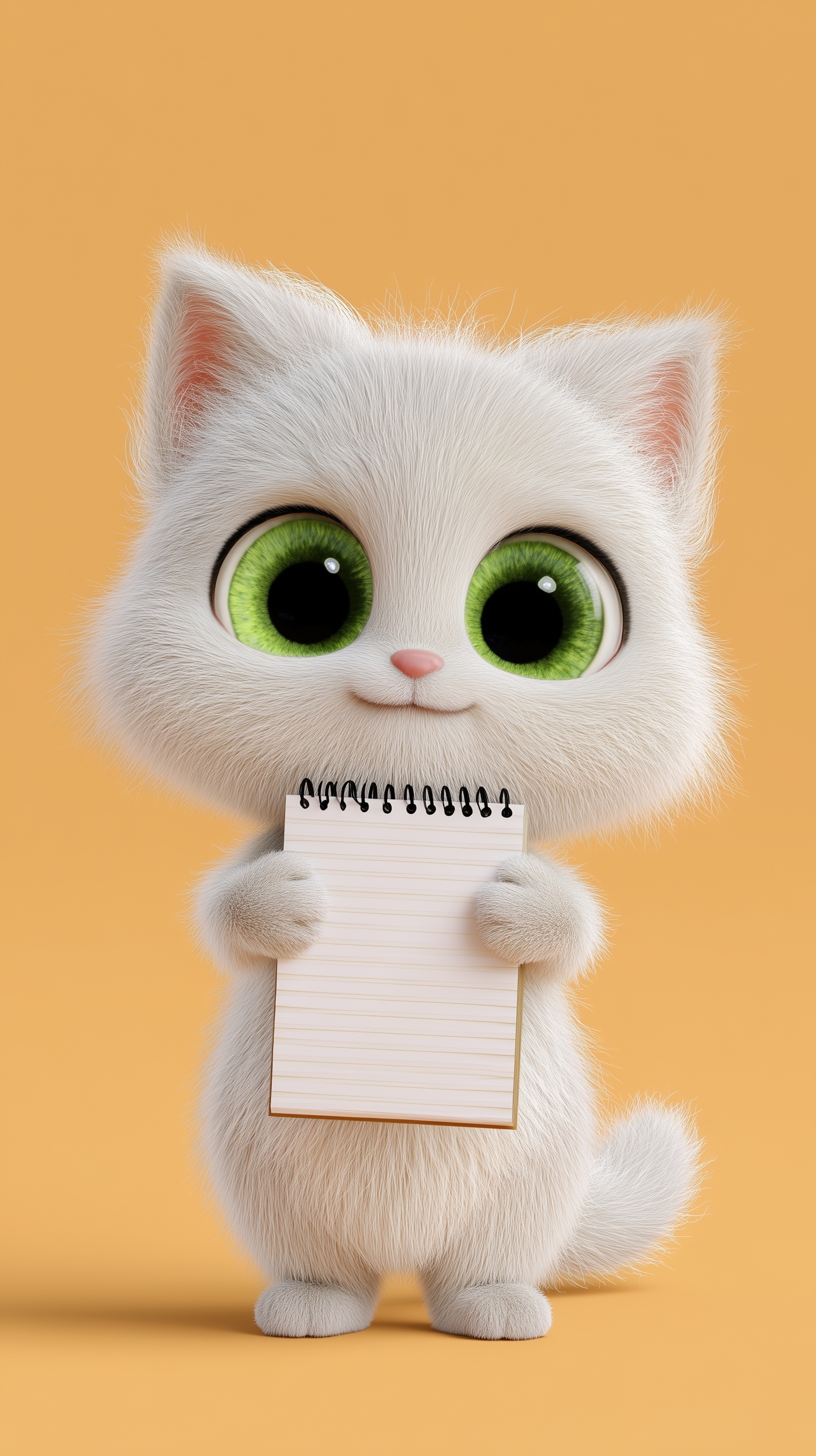 Adorable Kitten With Notebook: Cute Cartoon Art