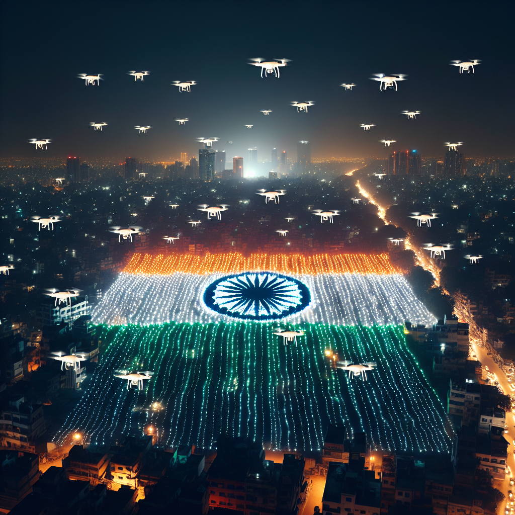 Aerial Drones Painting the Flag in Light