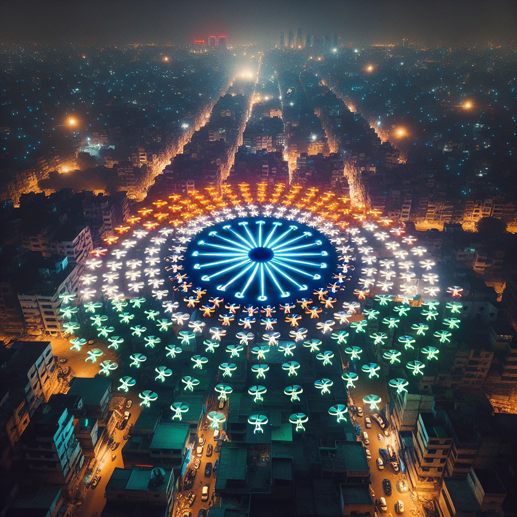 Aerial Drones Painting the Flag in Light