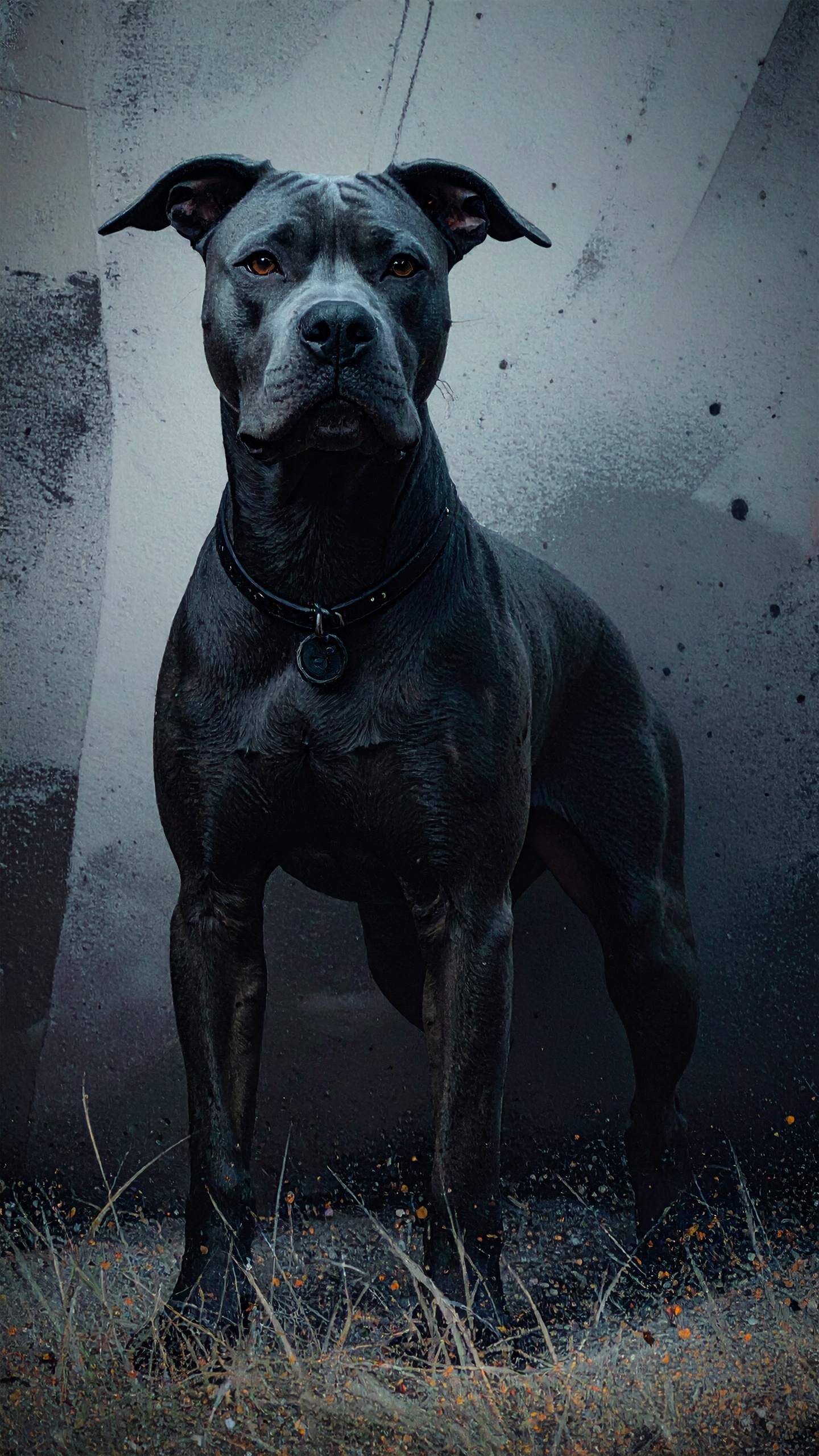 Black American Pit Bull Terrier Art