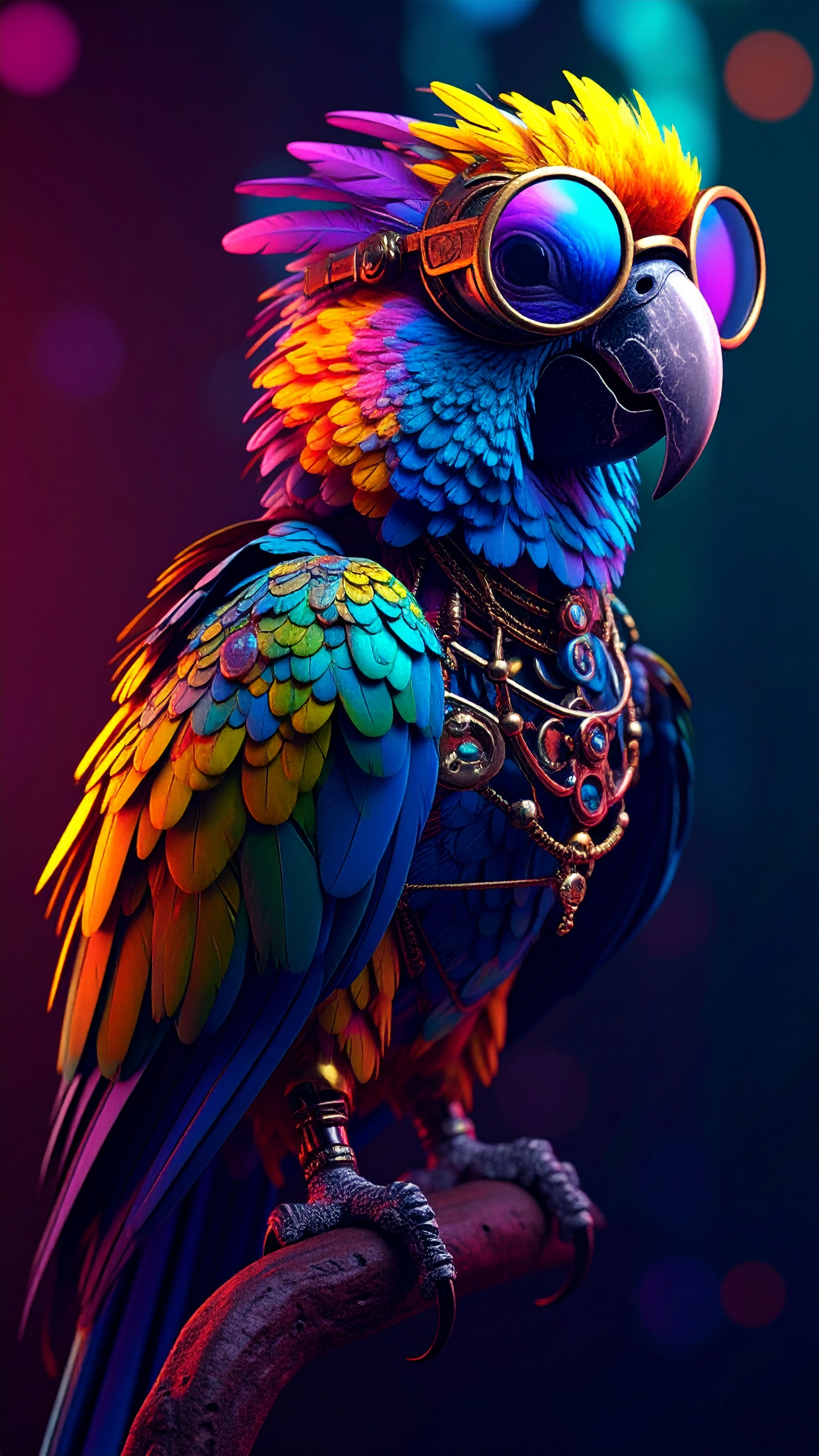Steampunk Parrot in Art Nouveau Style