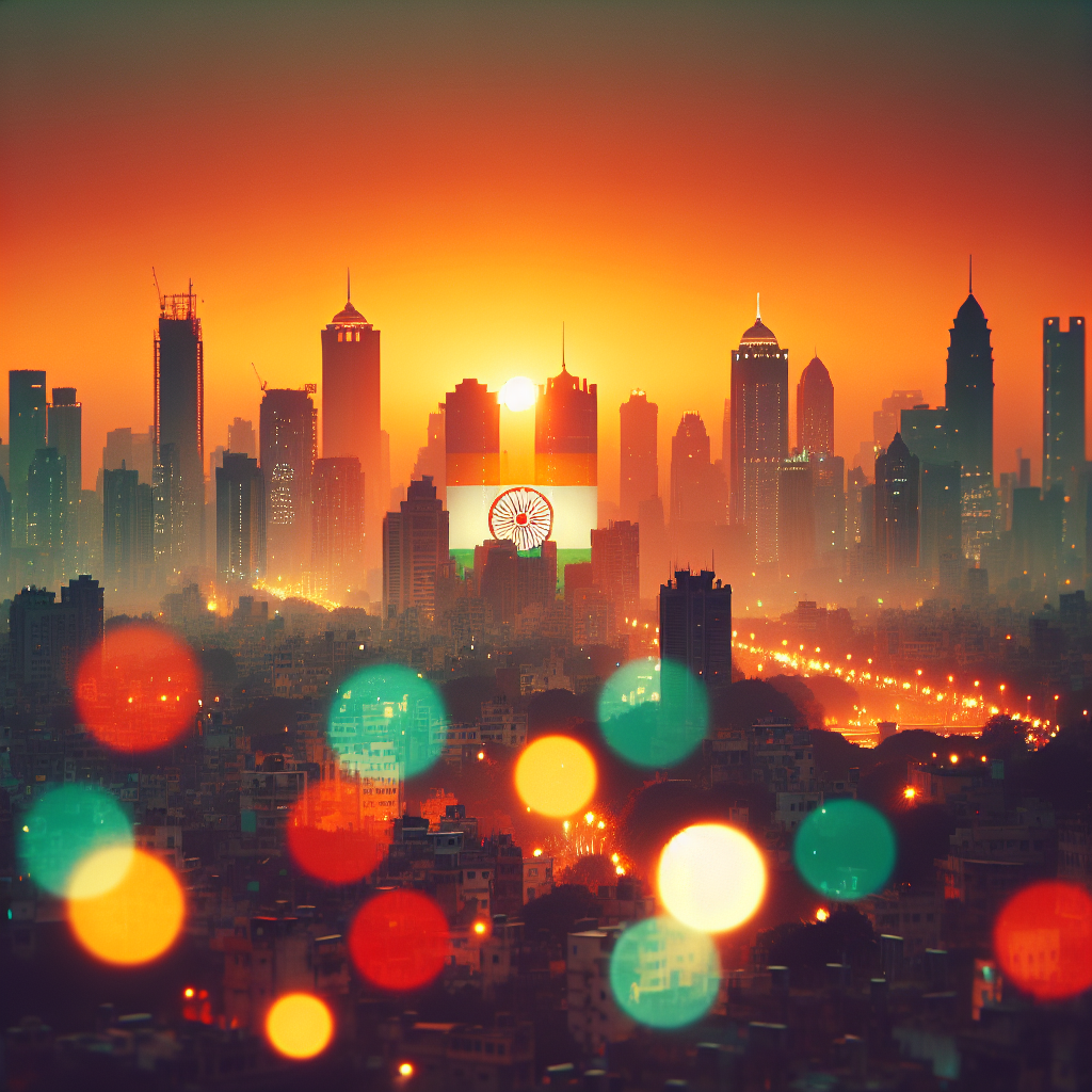Ashoka Chakra Bokeh over City Skyline