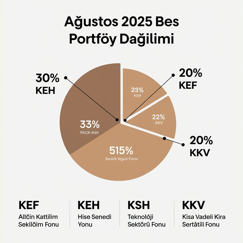 August 2025 BES Portfolio Allocation Infographic with Pie Chart and Fund Descriptions