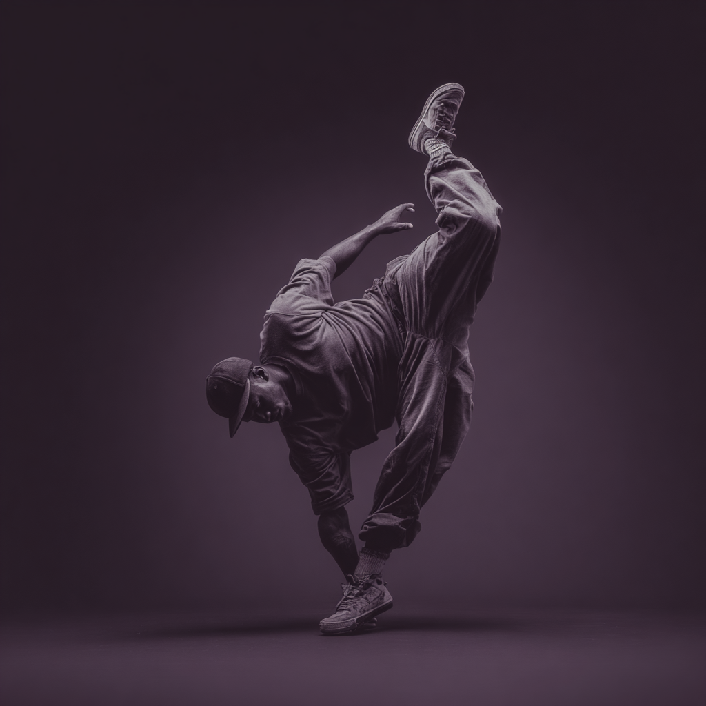 Black and White Break Dancer in Shadowy Lighting