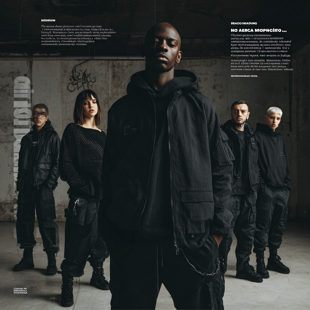 Bold All-Black Streetwear Mockup in Urban Setting