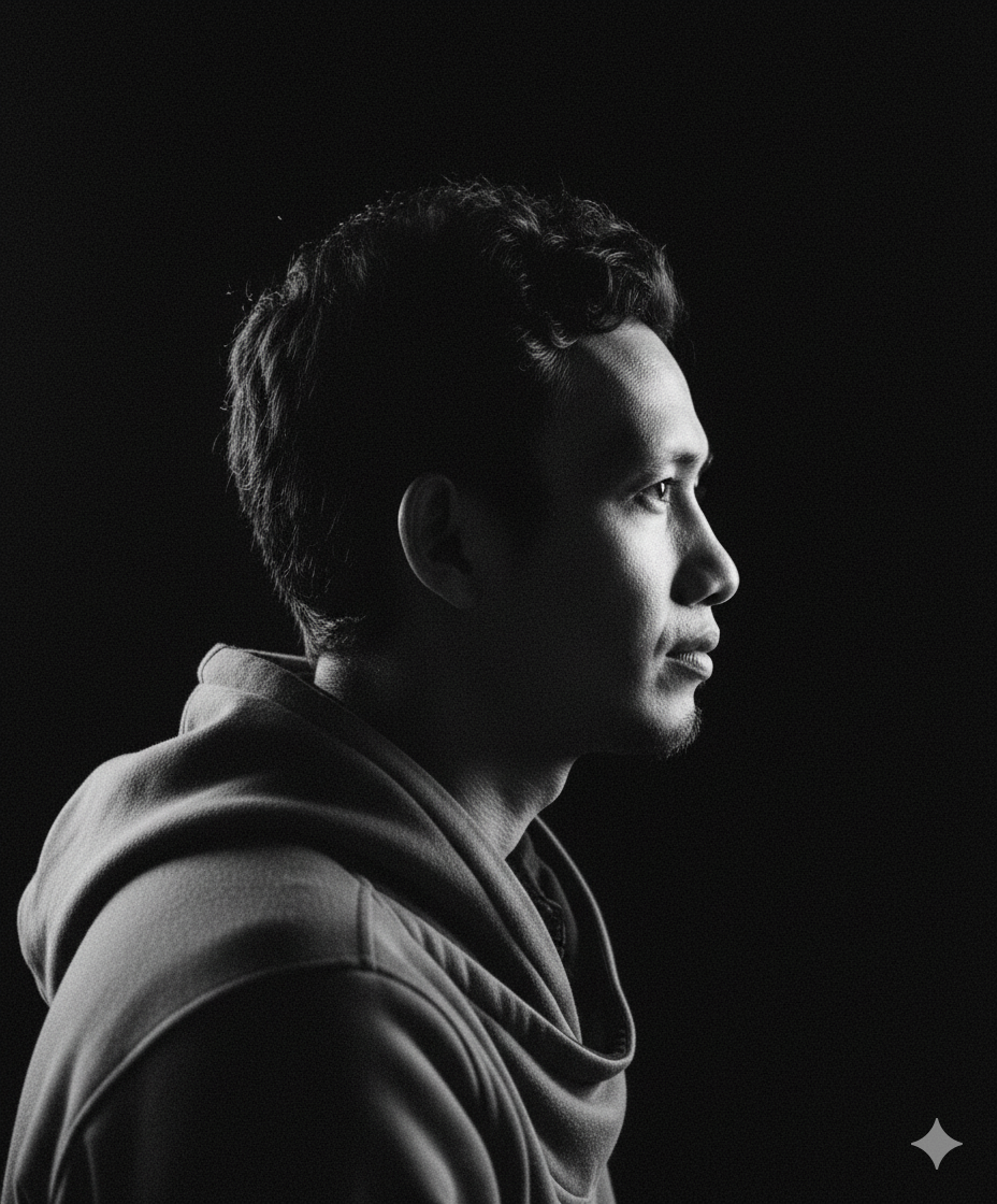 Black and White Profile Silhouette with Hair Emphasis