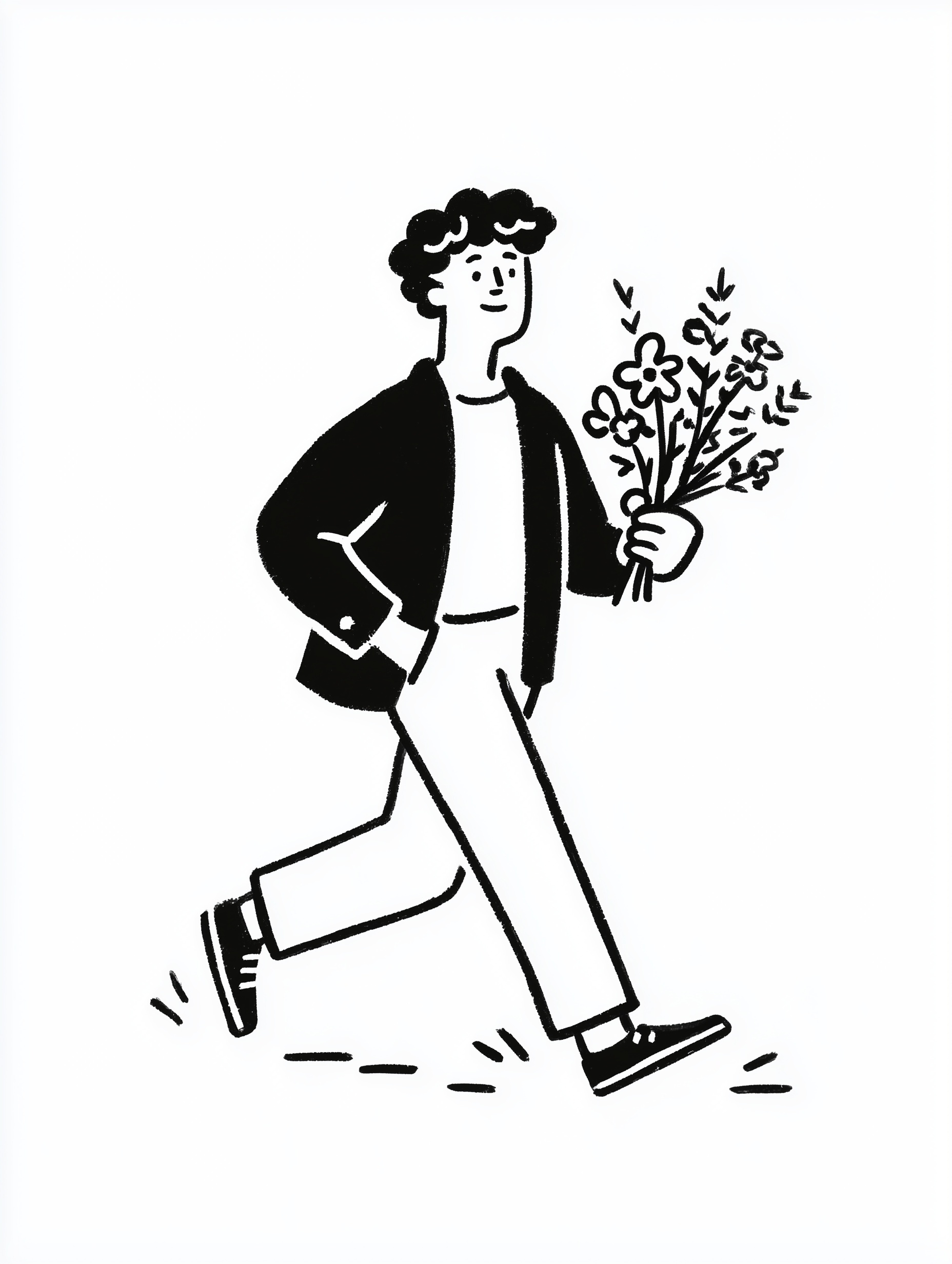 Charming Guy with Flowers Running Your Way!