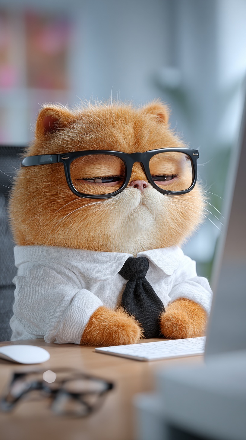 Charming Orange Cat in Office: Cute & Cozy