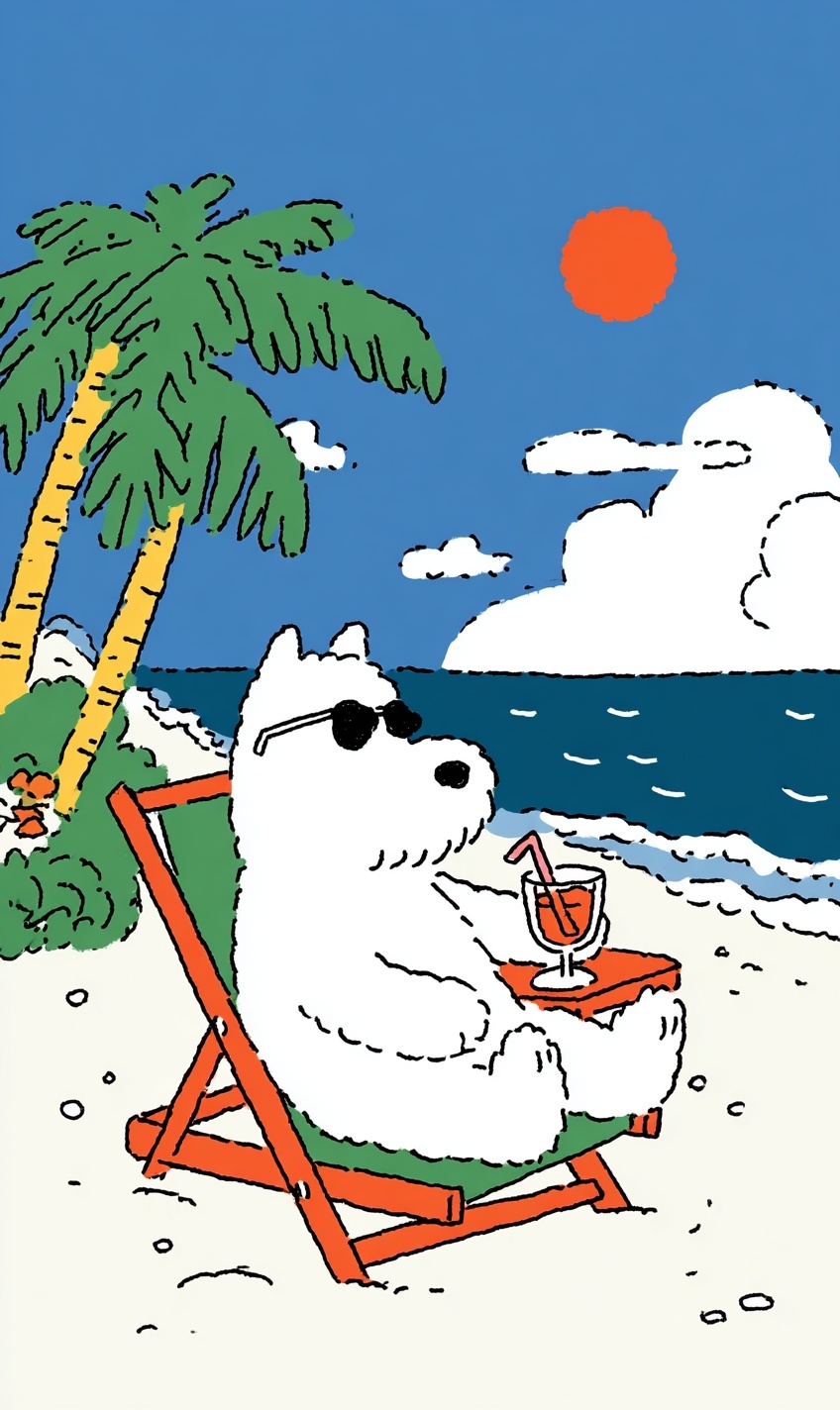 Chill Vibes: Westie Relaxing at the Beach