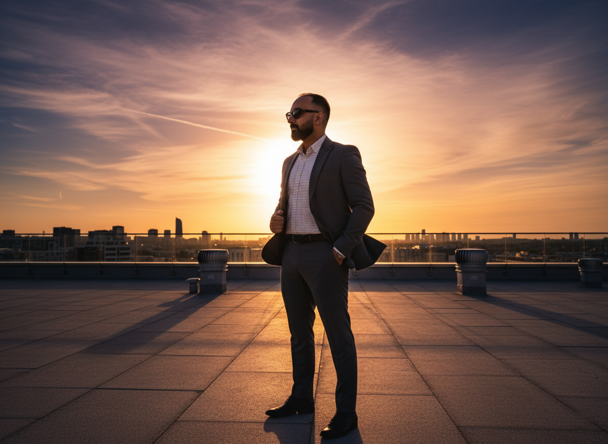 Chic Rooftop Sunset Portrait