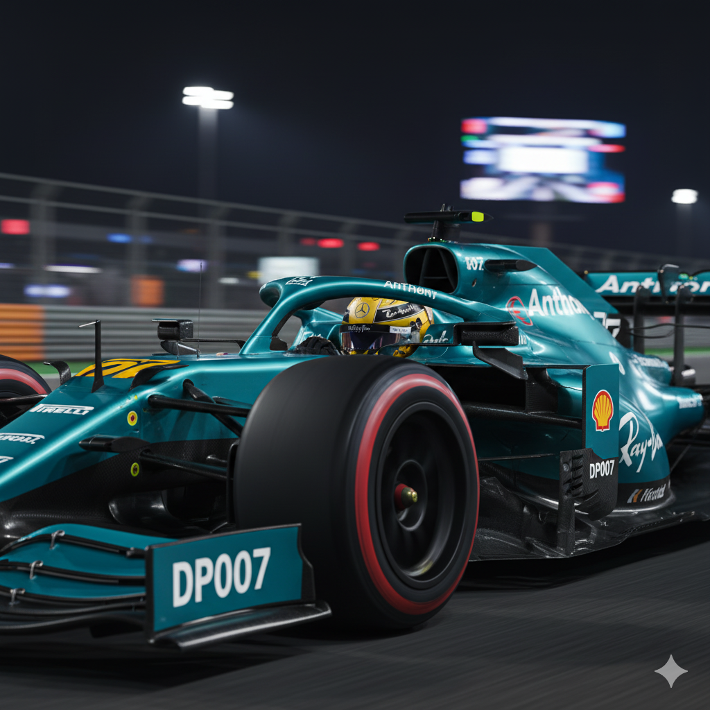 Photorealistic Nighttime Formula 1 Racing Close-Up