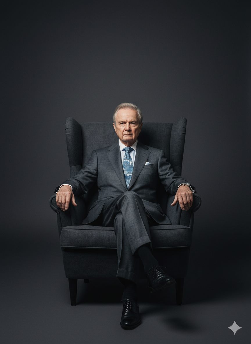 Empowering Portrait: Elderly Man in Minimalist Setting