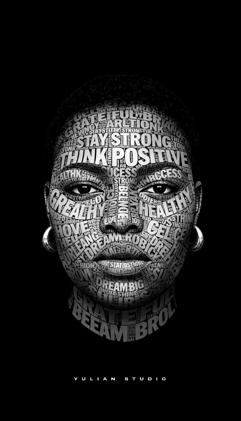 Motivational Word Portrait: GRATEFUL in Bold Typography