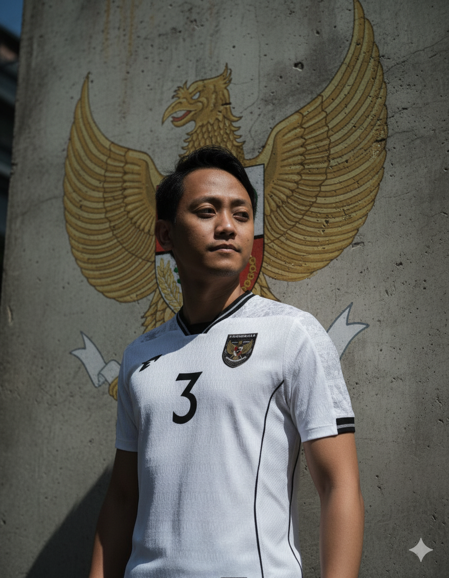 Sunny Portrait: Man in Jersey Against Concrete Wall