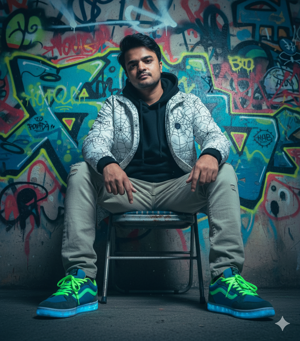 Urban Street Portrait: Gritty Style with Vibrant Colors