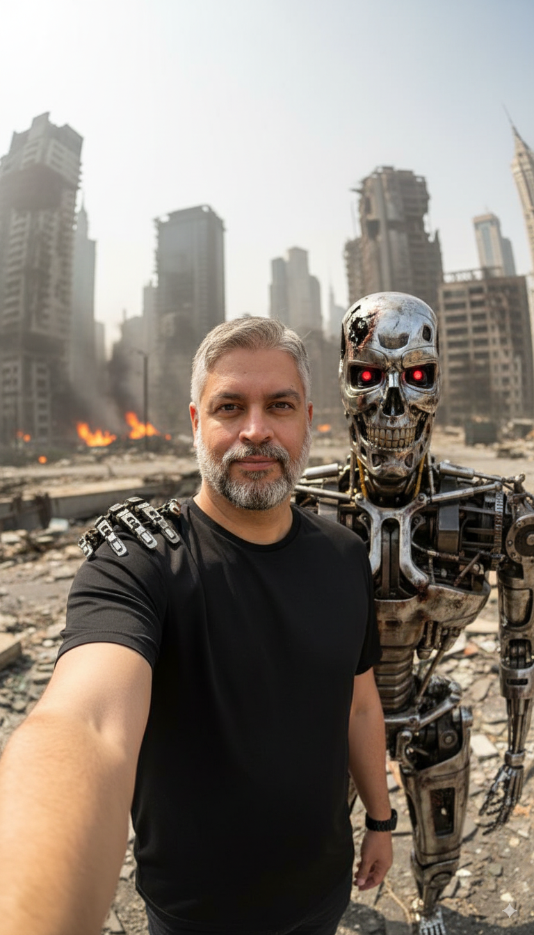Realistic 3D Self-Portrait with T-800 Robot
