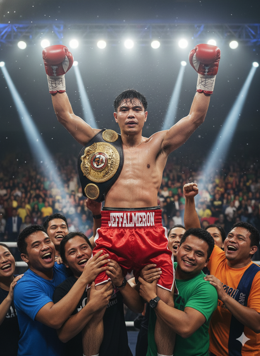 8K Render: Victorious Boxer Lifted in Triumph