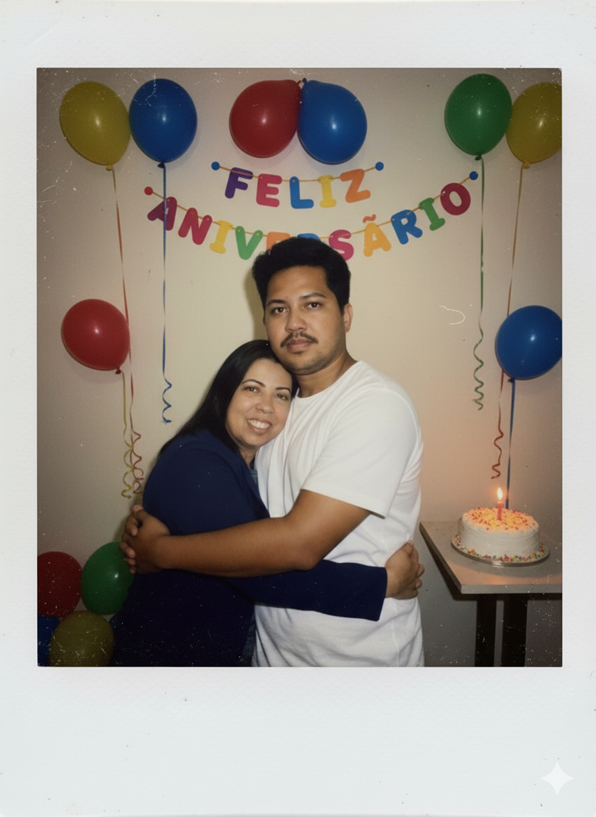 Polaroid Photo: Birthday Background Hug