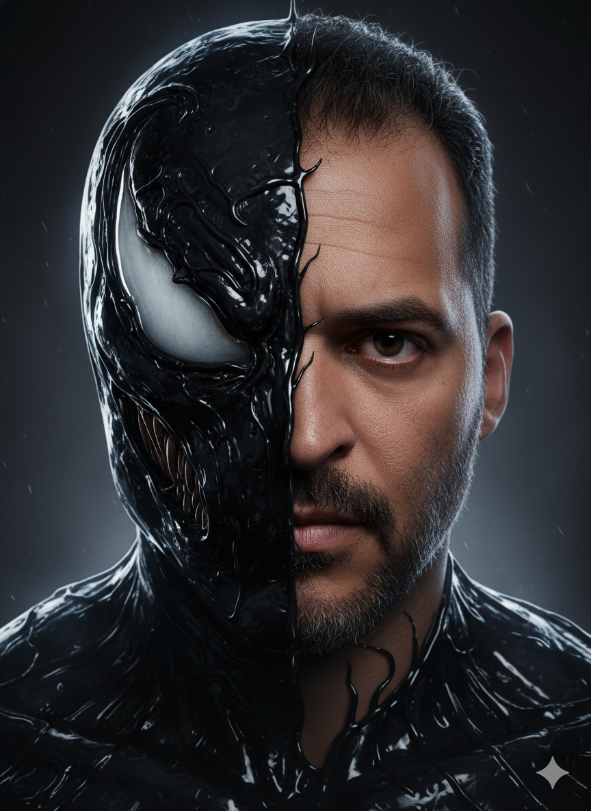 Hyper-Realistic Fusion: Human and Venom Composition