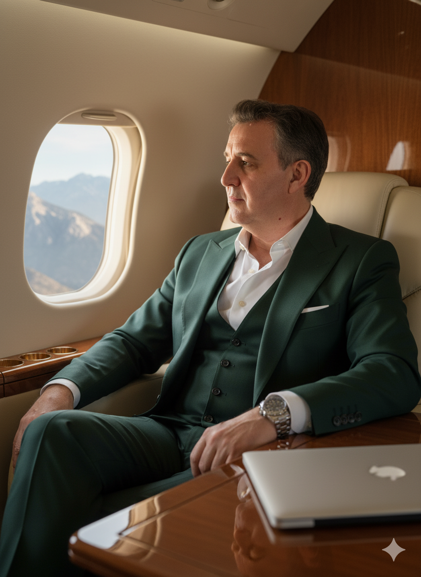 Stylish Man in Luxurious Private Jet