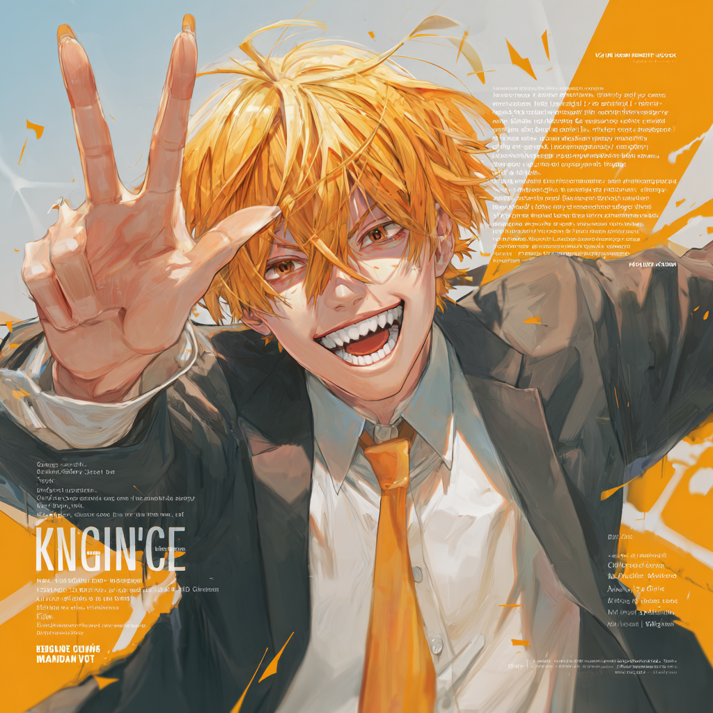 Denji from Chainsaw Man in Dynamic Anime Pose