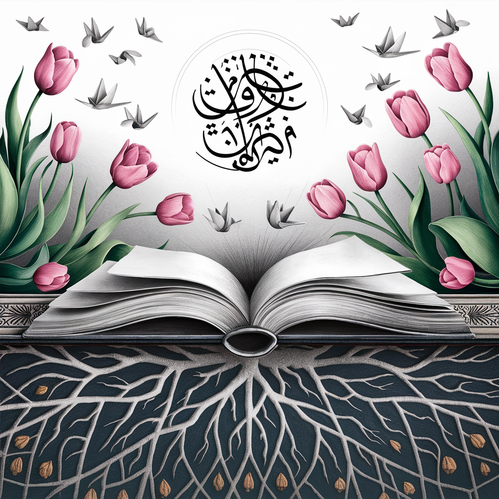Detailed Pencil and Charcoal Mural with Seljuk Geometric Roots and Ottoman Calligraphy